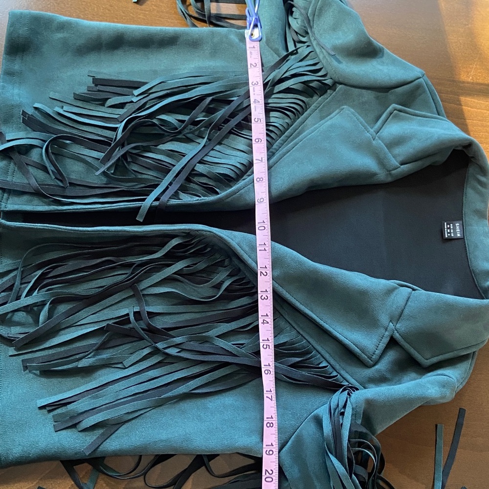 Sale! Dark Green Trendy Fringe Jacket, size M. New - Picture 12 of 15